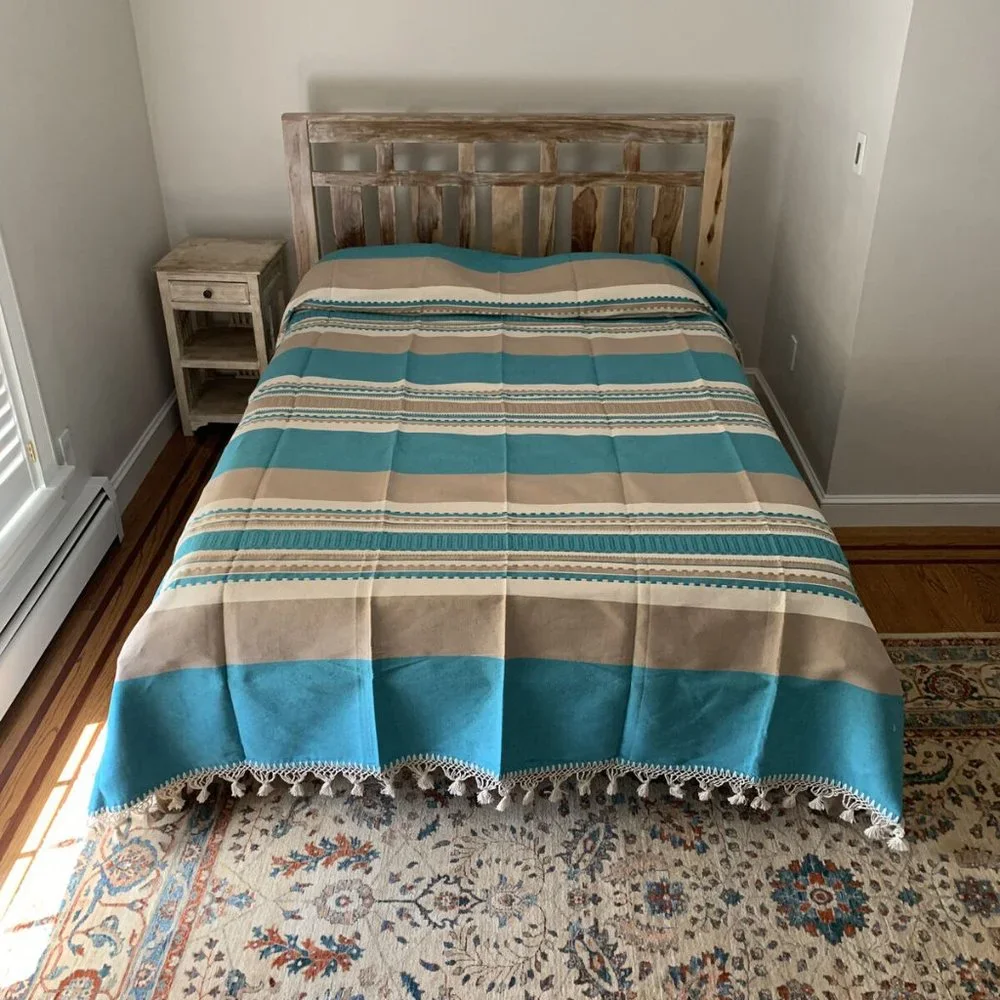 Hand Loom Queen Size Cotton Bedspread.